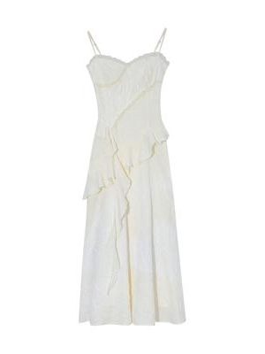 Black Spaghetti Strap Dress for Women - French Style, Waist-Cinching, Irregular Ruffled Short Skirt, Summer Fashion Essential