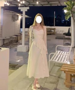 Black Spaghetti Strap Dress for Women - French Style, Waist-Cinching, Irregular Ruffled Short Skirt, Summer Fashion Essential