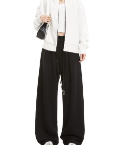 Black Studded Jazz Dance Sweatpants for Women - Autumn 2025 American Style Straight Leg Casual Sports Pants