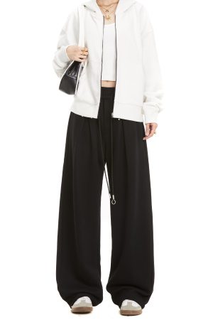 Black Studded Jazz Dance Sweatpants for Women - Autumn 2025 American Style Straight Leg Casual Sports Pants