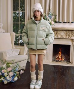 Black Suede Padded Thermal Jacket with Gold Lining | Longjing Style, Cozy Outerwear for Fall and Winter Fashion