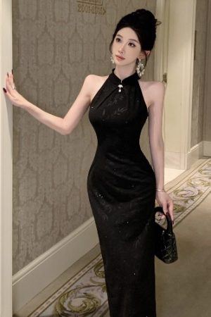 Black Summer Qipao Dress for Women - Elegant Chinese Style with Youthful Appeal, Perfect for Daily Wear