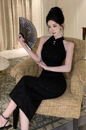Black Summer Qipao Dress for Women - Elegant Chinese Style with Youthful Appeal, Perfect for Daily Wear