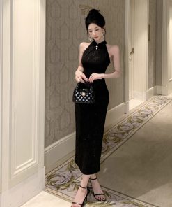 Black Summer Qipao Dress for Women - Elegant Chinese Style with Youthful Appeal, Perfect for Daily Wear