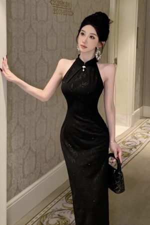 Black Summer Qipao Dress for Women - Elegant Chinese Style with Youthful Appeal, Perfect for Daily Wear