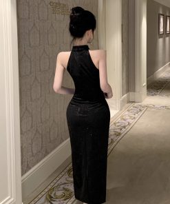 Black Summer Qipao Dress for Women - Elegant Chinese Style with Youthful Appeal, Perfect for Daily Wear