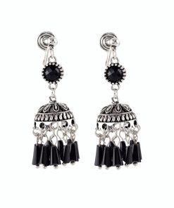 Black Tassel Ethnic Style Long Earrings for Women - Trendy 2025 Wind Chime Ear Clips, No Piercing Required, Boho Chic Accessory
