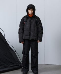 Black Textured Down Jacket - Stylish Winter Outerwear, Warm Insulated Coat for Men, Trendy Urban Fashion, Essential Cold Weather Piece