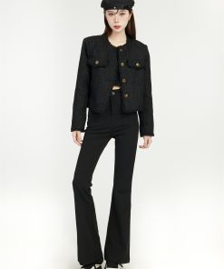 Black Tweed Short Socialite Coat for Women, Chanel-Style, Spring 2025 Fashion, Elegant High-End Outerwear