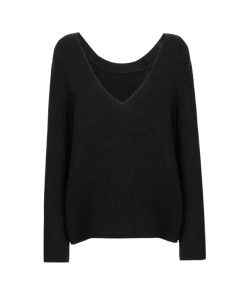 Black V-Neck Knitted Cardigan for Women - Relaxed Fit, Versatile Spring/Summer Layering Essential, Effortless Style