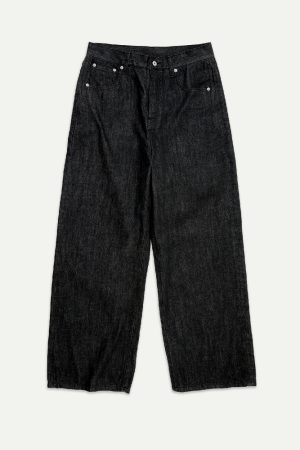 Black Wide-Leg Vintage Straight-Leg Pants with Curved Blade Design - Trendy Night Mist Style for Effortless Fashion