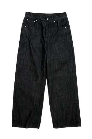 Black Wide-Leg Vintage Straight-Leg Pants with Curved Blade Design - Trendy Night Mist Style for Effortless Fashion