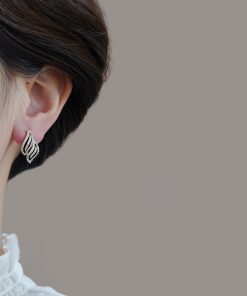 Black Zirconia Unique Design Earrings - High-End Light Luxury, Versatile Fashion Statement for Elegant Looks