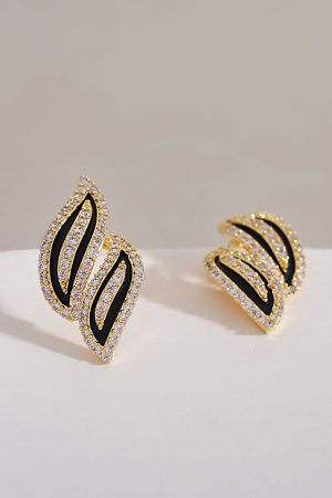 Black Zirconia Unique Design Earrings - High-End Light Luxury, Versatile Fashion Statement for Elegant Looks