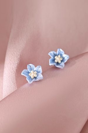 Blue Camellia Flower Stud Earrings for Women - Trendy 2025 High-End Floral Jewelry with Unique Style