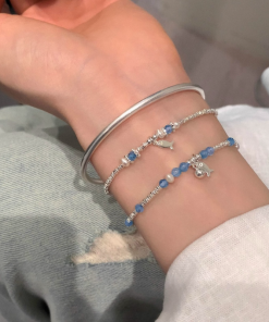 Blue Crystal Summer Dopamine Bracelet for Women - Light Luxury Design, Sweet and Cute Versatile Accessory, Perfect for Everyday Style