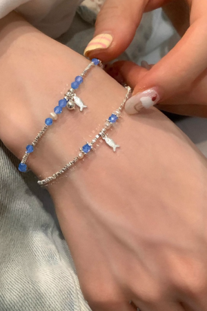 Blue Crystal Summer Dopamine Bracelet for Women - Light Luxury Design, Sweet and Cute Versatile Accessory, Perfect for Everyday Style