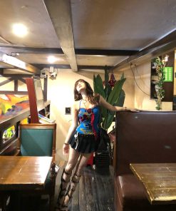 Blue Dye French Lace Halter Floral Camisole Women's Summer Waist-Cinching Slim Short Top - Y2K Style