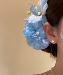 Blue Floral Hair Clip for Women - Early Spring Temperament Hair Accessory, Sweet Vacation Style Hairpin, Trendy Floral Design