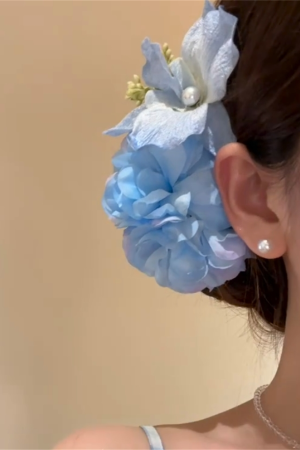 Blue Floral Hair Clip for Women - Early Spring Temperament Hair Accessory, Sweet Vacation Style Hairpin, Trendy Floral Design