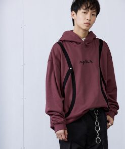 Blue-Gray Purple Striped Structure Hoodie - Trendy 90s Inspired Fashion with Stylish Detail