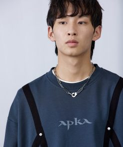 Blue-Gray Purple Striped Structure Hoodie - Trendy 90s Inspired Fashion with Stylish Detail