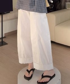 Blue Plaid Camisole and White Casual Pants Two-Piece Set - Stylish Summer Outfit for Women, Perfect for Y2K and Everyday Wear