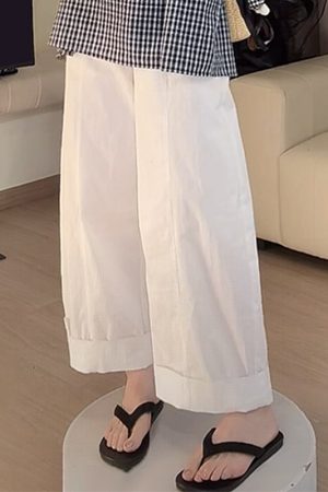 Blue Plaid Camisole and White Casual Pants Two-Piece Set - Stylish Summer Outfit for Women, Perfect for Y2K and Everyday Wear