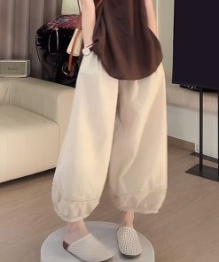 Blue Plaid Camisole and White Casual Pants Two-Piece Set - Stylish Summer Outfit for Women, Perfect for Y2K and Everyday Wear