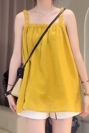 Blue Plaid Camisole and White Casual Pants Two-Piece Set - Stylish Summer Outfit for Women, Perfect for Y2K and Everyday Wear