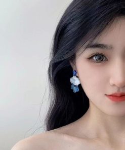 Blue Star Cloud Rain Drop Earrings for Women - Cute Exquisite Quality Ear Accessories, Unique Mosquito Coil Design