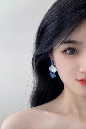 Blue Star Cloud Rain Drop Earrings for Women - Cute Exquisite Quality Ear Accessories, Unique Mosquito Coil Design