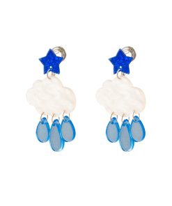 Blue Star Cloud Rain Drop Earrings for Women - Cute Exquisite Quality Ear Accessories, Unique Mosquito Coil Design