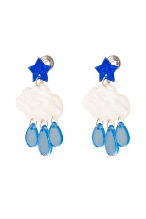 Blue Star Cloud Rain Drop Earrings for Women - Cute Exquisite Quality Ear Accessories, Unique Mosquito Coil Design