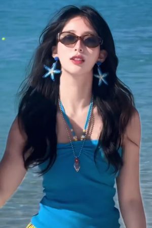 Blue Starfish Drop Earrings for Women, Unique Exaggerated Woven Design, Beach Vacation Style, Trendy Statement Jewelry