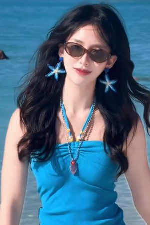 Blue Starfish Drop Earrings for Women, Unique Exaggerated Woven Design, Beach Vacation Style, Trendy Statement Jewelry