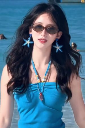 Blue Starfish Drop Earrings for Women, Unique Exaggerated Woven Design, Beach Vacation Style, Trendy Statement Jewelry