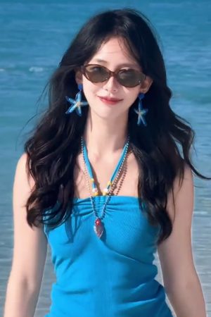 Blue Starfish Drop Earrings for Women, Unique Exaggerated Woven Design, Beach Vacation Style, Trendy Statement Jewelry