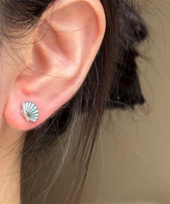 Blue Starfish Earrings for Women - Cute Asymmetrical Shell Design, Simple & Exquisite Small Earrings, Versatile Ocean-Inspired Jewelry