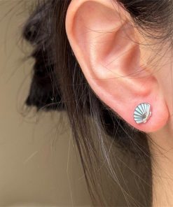 Blue Starfish Earrings for Women - Cute Asymmetrical Shell Design, Simple & Exquisite Small Earrings, Versatile Ocean-Inspired Jewelry