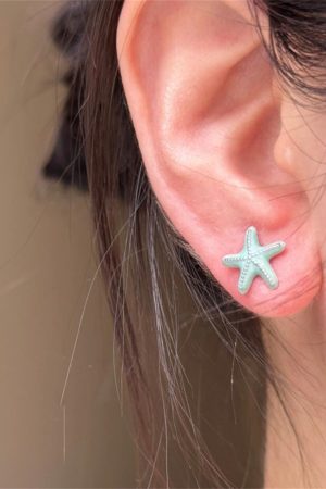 Blue Starfish Earrings for Women - Cute Asymmetrical Shell Design, Simple & Exquisite Small Earrings, Versatile Ocean-Inspired Jewelry