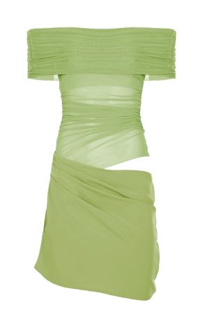 Blue Summer One-Shoulder Mesh Sheer Bodycon Dress - Sexy Waist-Cinching Mini with Exposed Waist - Y2K Fashion Trend