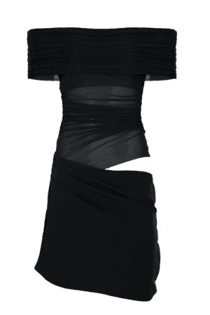 Blue Summer One-Shoulder Mesh Sheer Bodycon Dress - Sexy Waist-Cinching Mini with Exposed Waist - Y2K Fashion Trend