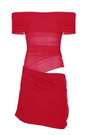 Blue Summer One-Shoulder Mesh Sheer Bodycon Dress - Sexy Waist-Cinching Mini with Exposed Waist - Y2K Fashion Trend