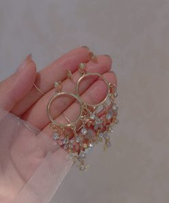 Bohemian Floral Tassel Earrings for Women - Exaggerated Forest-Style Ethnic Accessories, Unique Mosquito Coil Plate Ear Clips