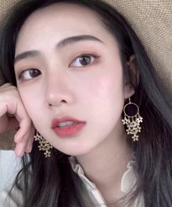 Bohemian Floral Tassel Earrings for Women - Exaggerated Forest-Style Ethnic Accessories, Unique Mosquito Coil Plate Ear Clips