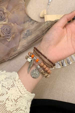 Bohemian Multi-Layer Beaded Bracelet for Women - Ethnic Style Stacking Bangle, Retro Chinese-Inspired Hand Accessory