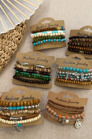 Bohemian Multi-Layer Beaded Bracelet for Women - Ethnic Style Stacking Bangle, Retro Chinese-Inspired Hand Accessory