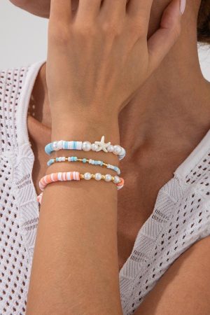 Bohemian Starfish Bracelet for Women - Colorful Beaded Beach Jewelry, Ocean-Inspired Stacking Accessories