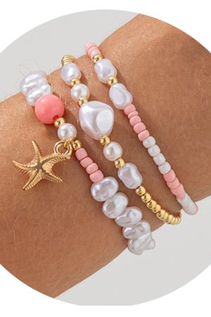 Bohemian Starfish Bracelet for Women - Colorful Beaded Beach Jewelry, Ocean-Inspired Stacking Accessories